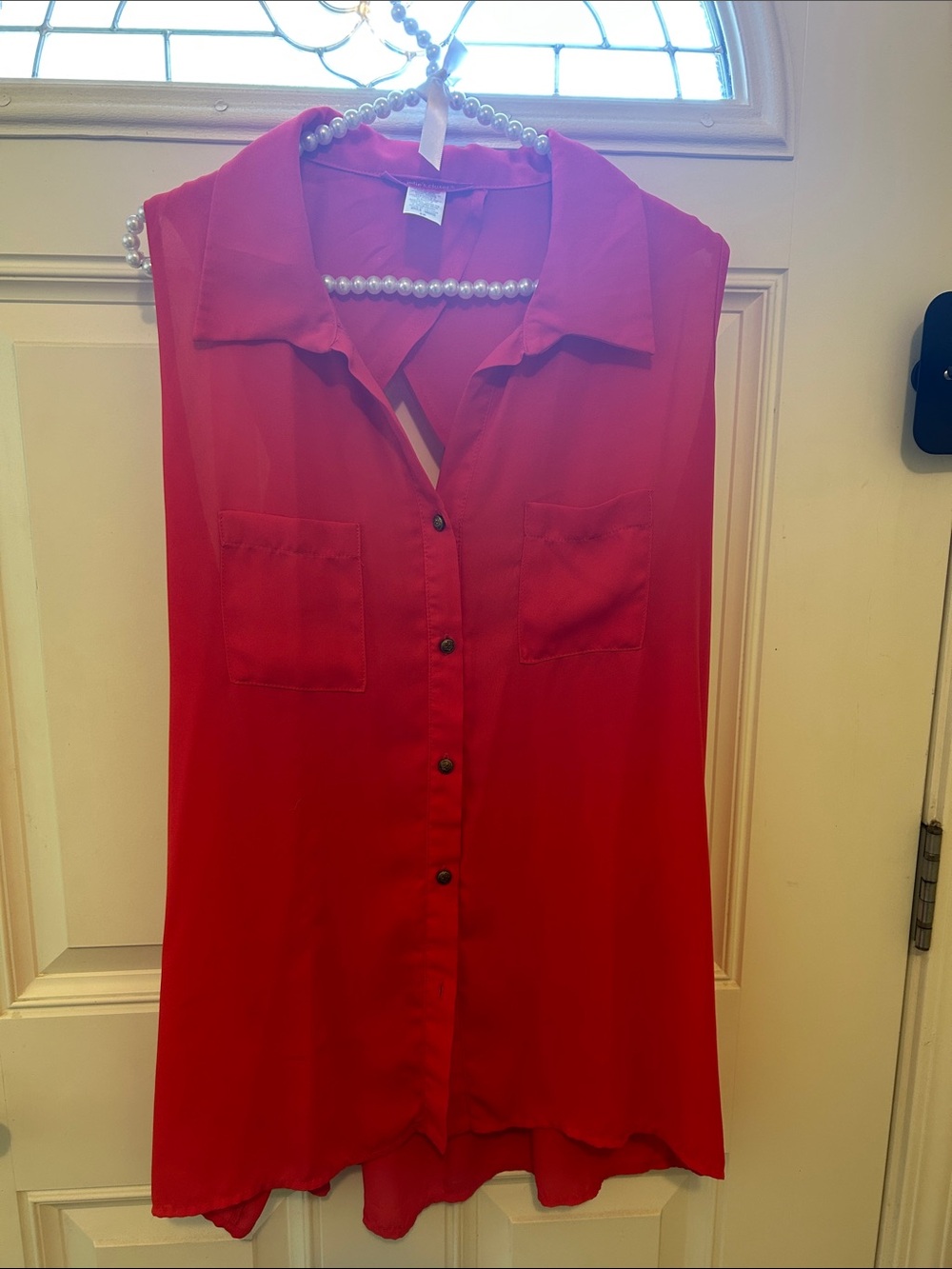 julie's closet Orange Sleeveless Button-Front Blouse